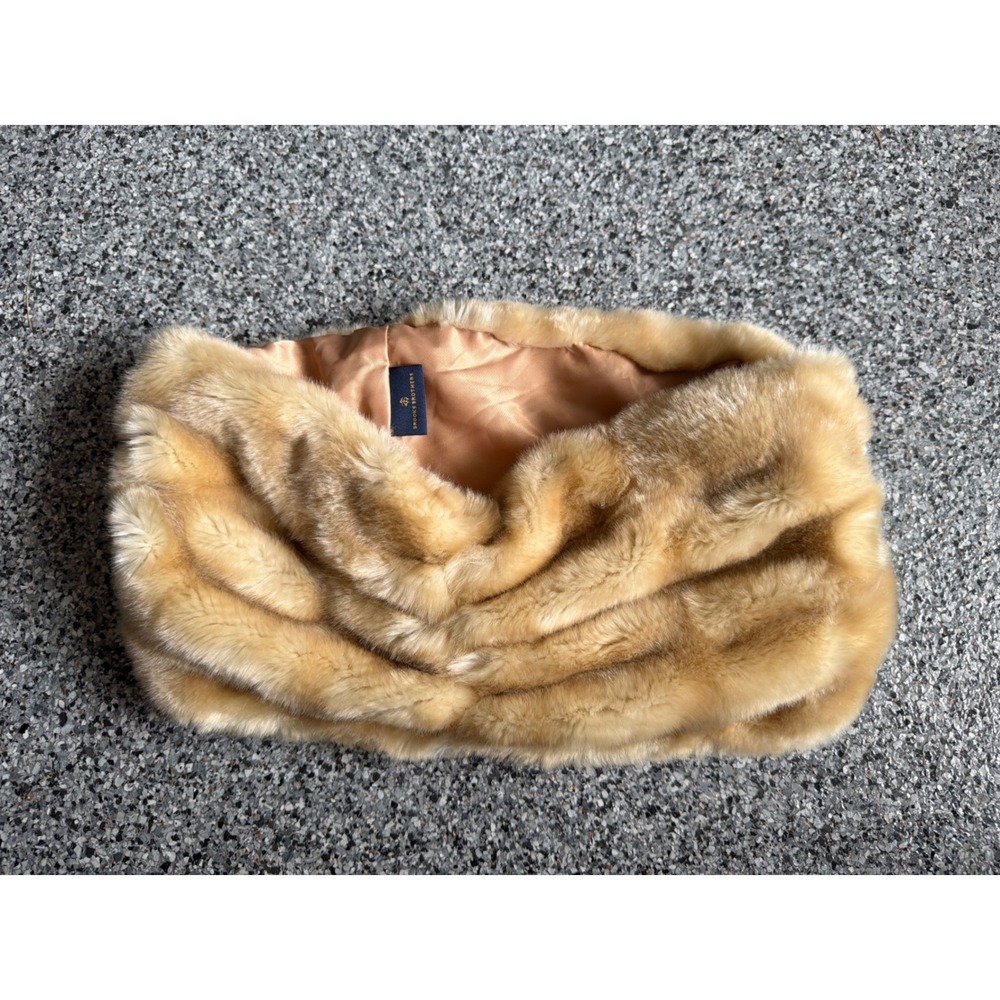Brooks Brothers Faux Fur Snood Infinity Scarf Honey Tan Luxury Winter Wrap